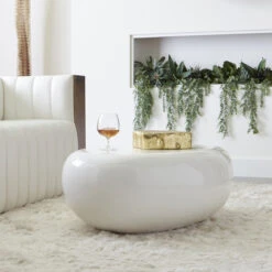 River Stone Small White Coffee Table - White -Furniture & Decoration Shop 7609c61b18b0e2cf19a495f43a5244ac
