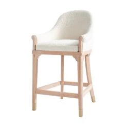 Adele Counter Stool In Ivory Boucle