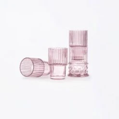 Athena Stackable Glasses - Pink -Furniture & Decoration Shop Athena Stackable Glasses Pink.02
