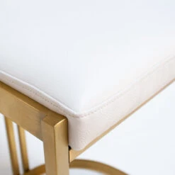 Ballantine Counter Stool In White Leather Brass -Furniture & Decoration Shop BallantineCounterStoolInWhiteLeatherBrass.04