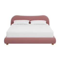 Bonnie King Bed In Mauve Velvet