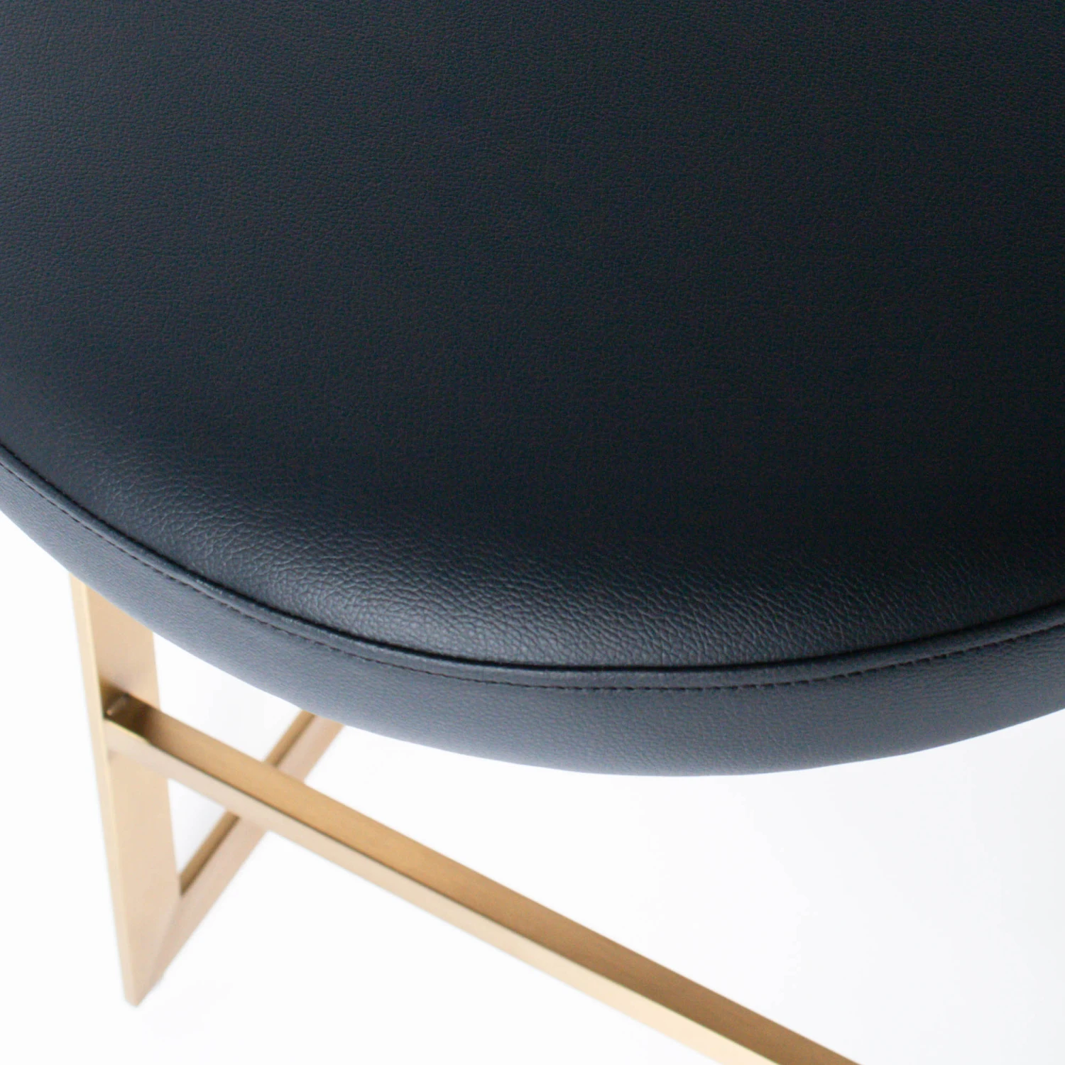 Bourbon Counter Stool In Black Leather Brass 5 Bourbon Counter Stool In Black Leather Brass - Image 3