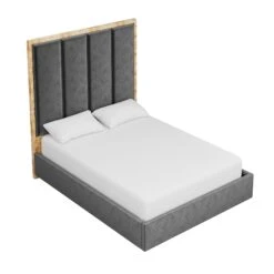 Custom Brant Bed -Furniture & Decoration Shop BrantBedinBowenCharcoalVelvet.03