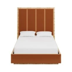 Custom Brant Bed -Furniture & Decoration Shop BrantBedinNicholasCamelVelvet.01