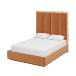 Custom Brant Bed -Furniture & Decoration Shop BrantBedinNicholasCamelVelvet.02