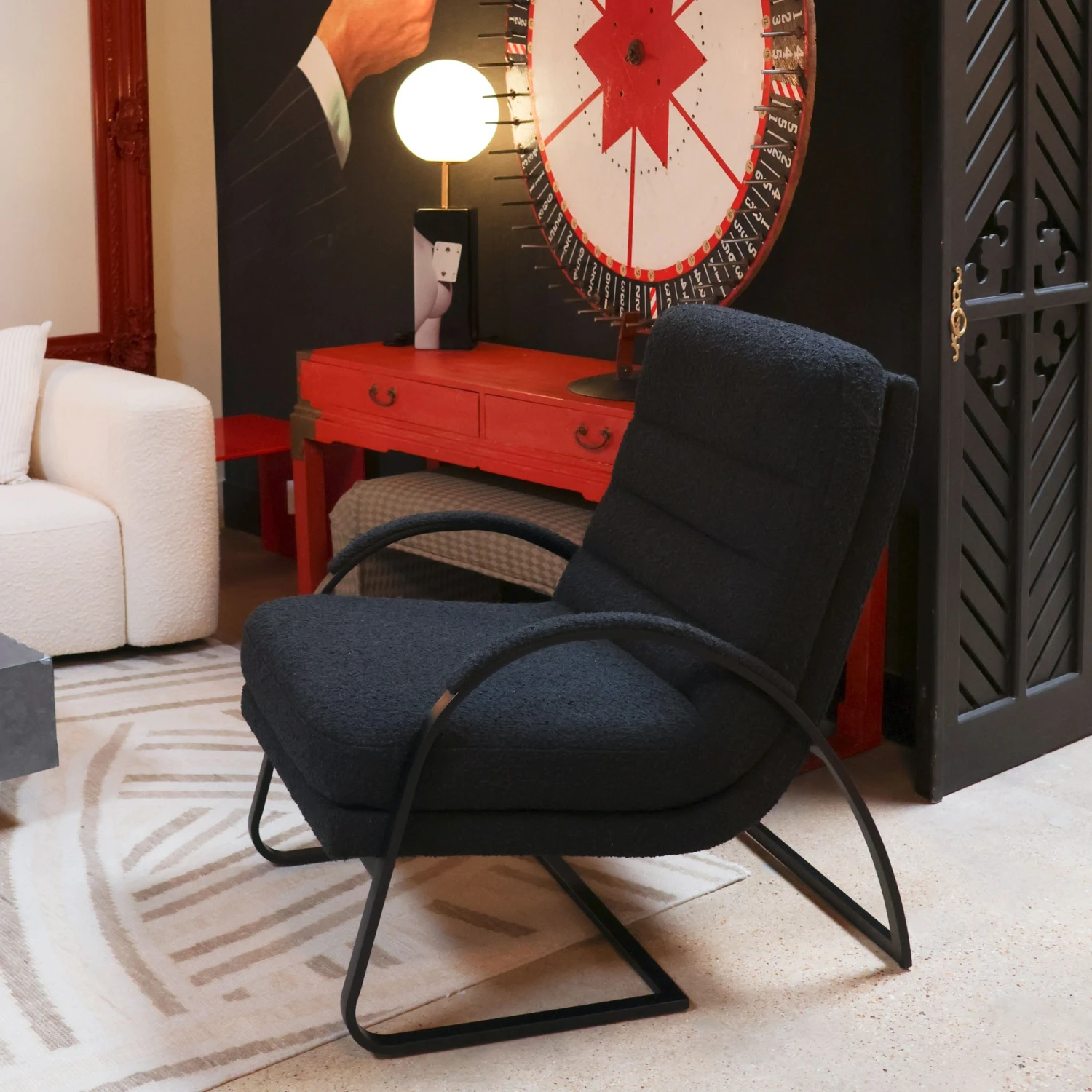 Claude Chair In Black Boucle 5 Claude Chair In Black Boucle - Image 3