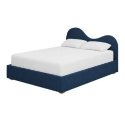 Clyde Queen Bed In Navy Boucle -Furniture & Decoration Shop ClydeQueenBedinNavyBoucle.02