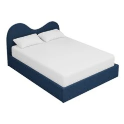 Clyde Queen Bed In Navy Boucle -Furniture & Decoration Shop ClydeQueenBedinNavyBoucle.03