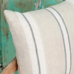Dobby Natural & Black Stripe Linen Pillow -Furniture & Decoration Shop DobbyNatural BlackStripeLinenPillow.04