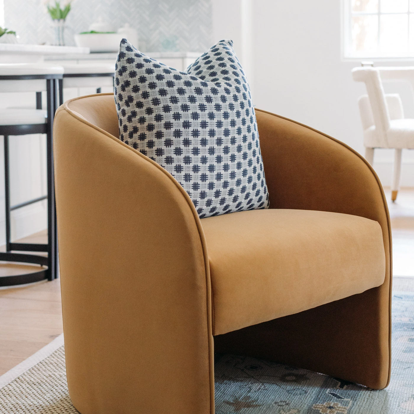 Dobby Navy Dot Linen Pillow 4 Dobby Navy Dot Linen Pillow - Image 2