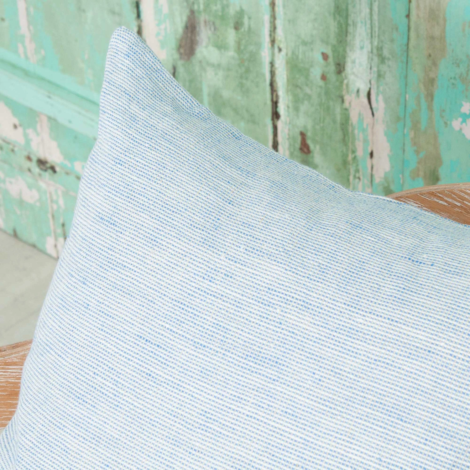 Dobby Sky Blue Linen Pillow 5 Dobby Sky Blue Linen Pillow - Image 3