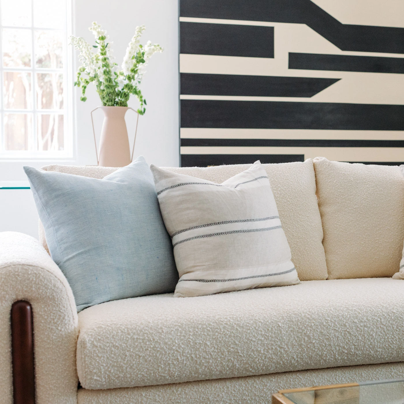 Dobby Sky Blue Linen Pillow 4 Dobby Sky Blue Linen Pillow - Image 2