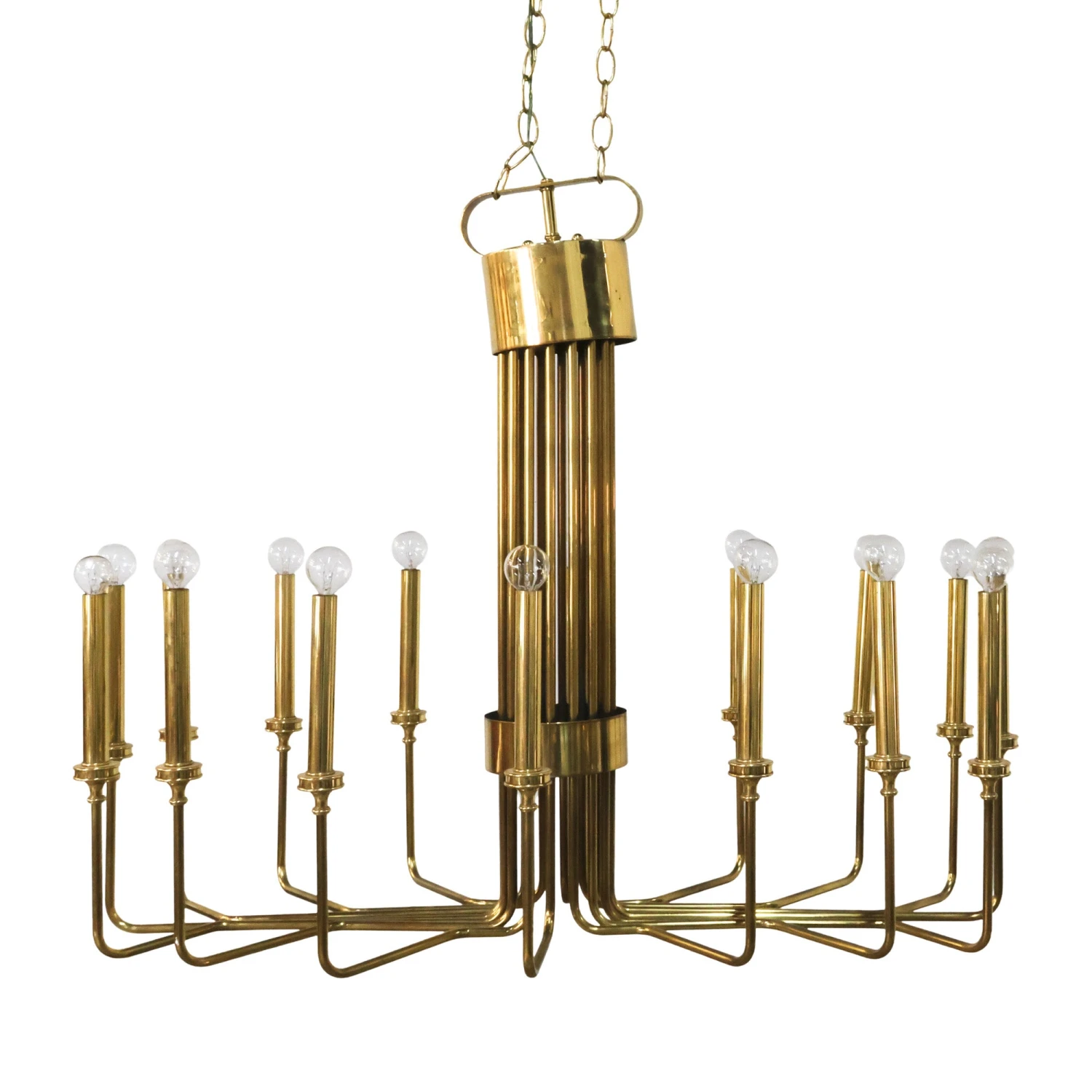 Parzinger Style Brass Chandelier Horizontal 3 Parzinger Style Brass Chandelier Horizontal