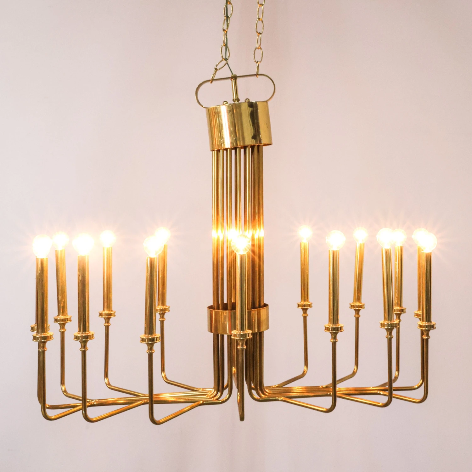 Parzinger Style Brass Chandelier Horizontal 4 Parzinger Style Brass Chandelier Horizontal - Image 2