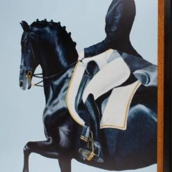 Framed Equestrian Artwork On Silk Cloth - Light Blue -Furniture & Decoration Shop Framed 20Equestrian 20Artwork 20on 20Silk 20Cloth 20 20Light 20Blue.03