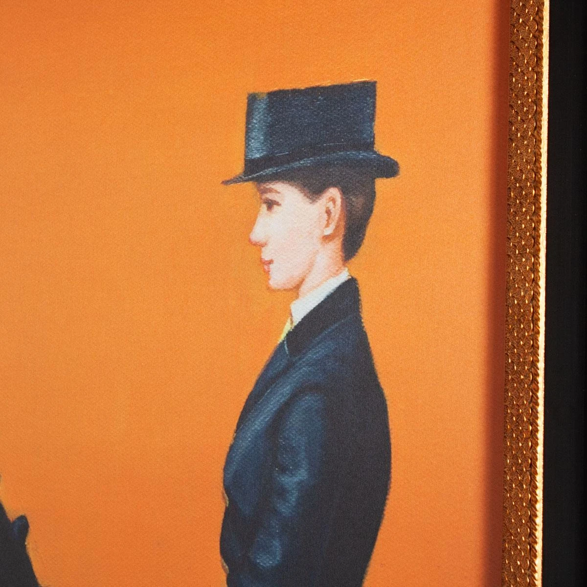 Framed Equestrian Artwork On Silk Cloth - Orange 5 Framed Equestrian Artwork On Silk Cloth - Orange - Image 3