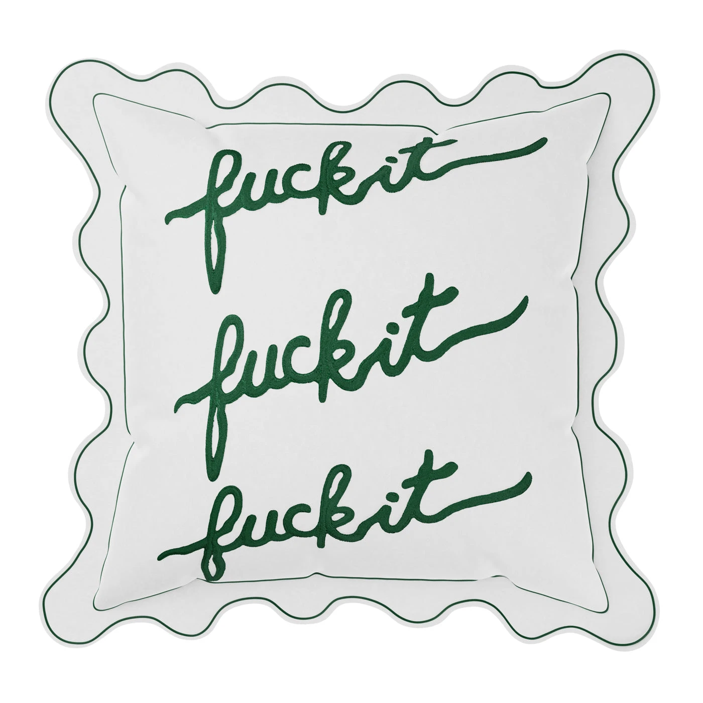 Fuck It Large Scallop Pillow Cover - Emerald 3 Fuck It Large Scallop Pillow Cover - Emerald