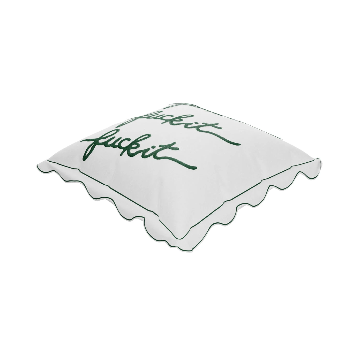 Fuck It Large Scallop Pillow Cover - Emerald 7 Fuck It Large Scallop Pillow Cover - Emerald - Image 5
