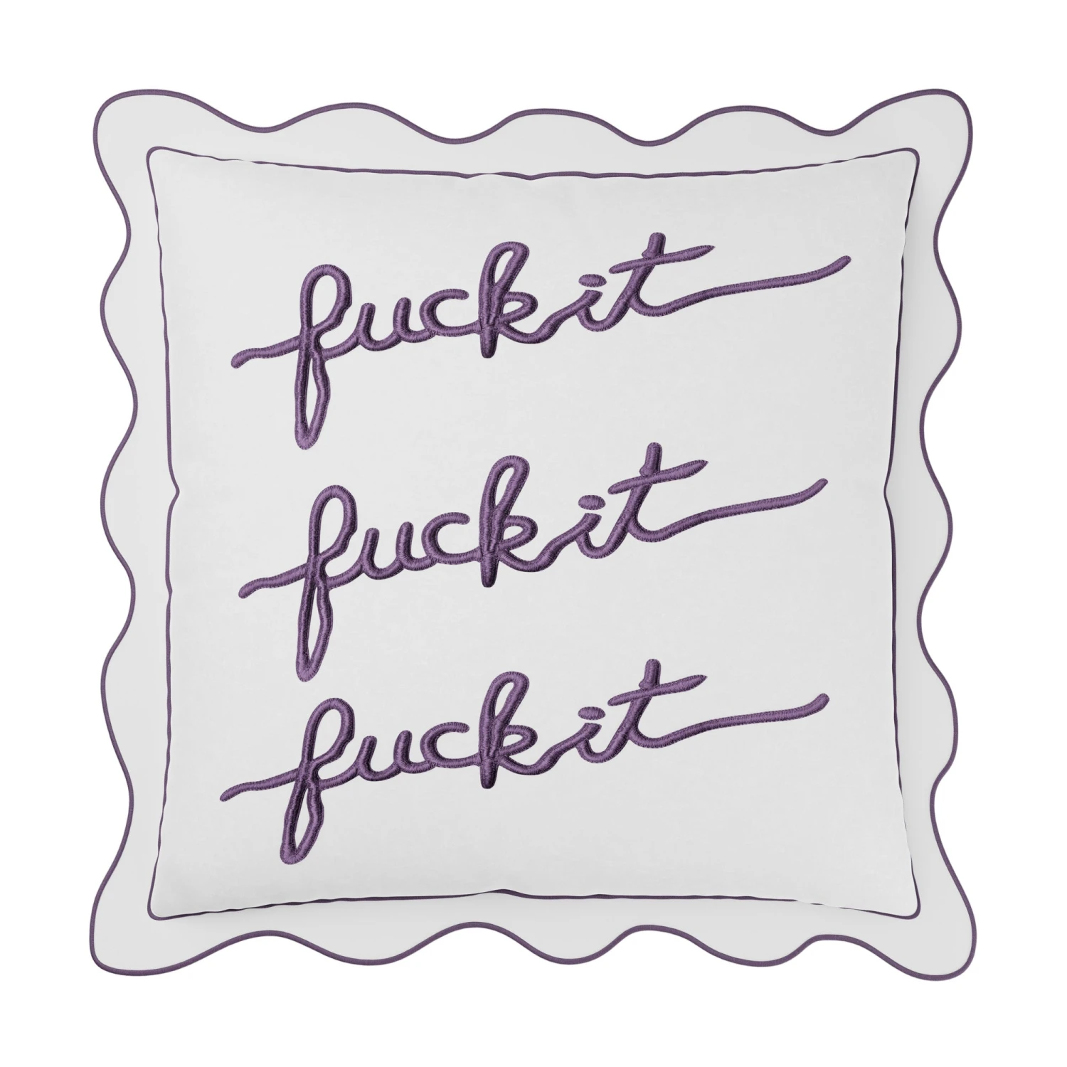 Fuck It Large Scallop Pillow Cover - Lavender 3 Fuck It Large Scallop Pillow Cover - Lavender