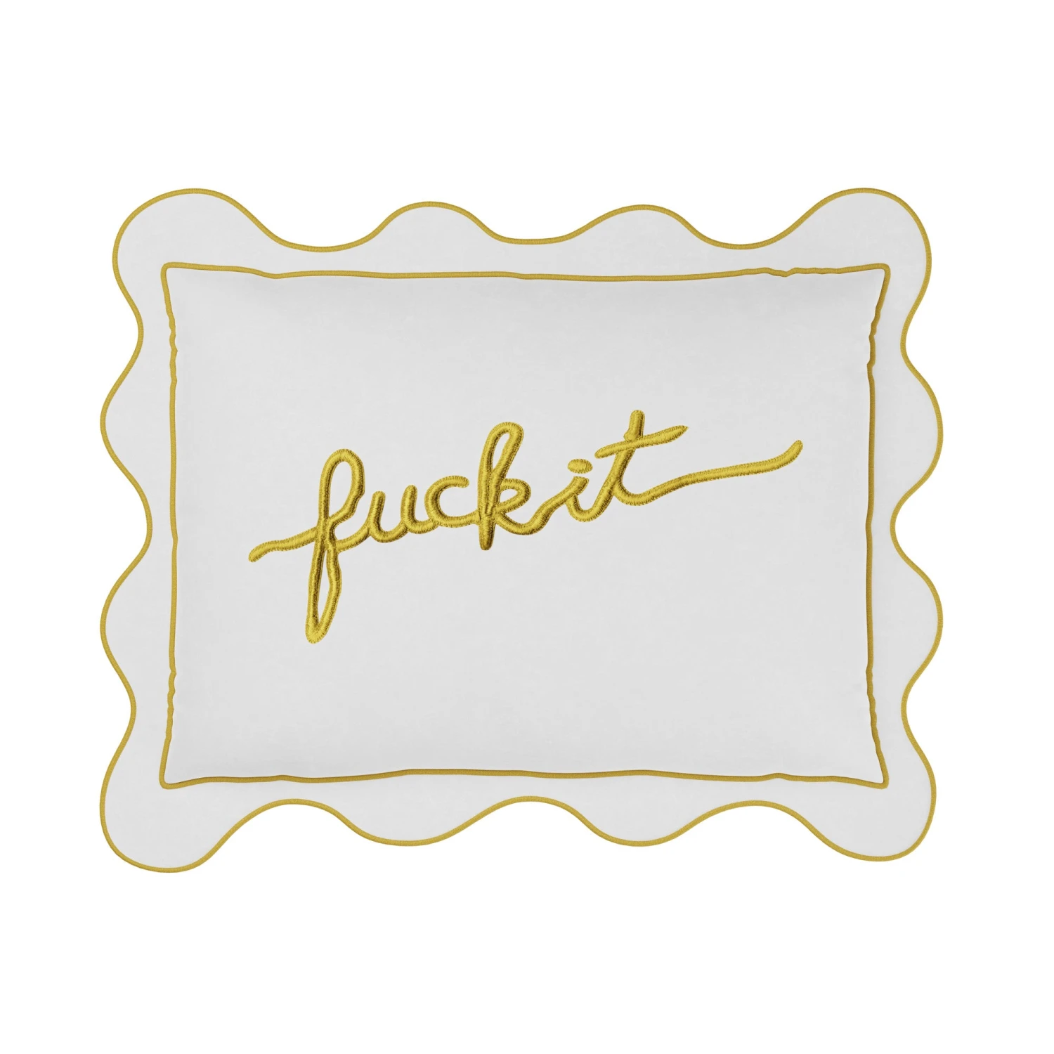 Fuck It Small Scallop Pillow Cover - Chartreuse 3 Fuck It Small Scallop Pillow Cover - Chartreuse