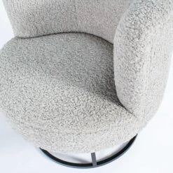 Gunter Swivel Chair In Grey Boucle Matte Black -Furniture & Decoration Shop GunterSwivelChairInGreyBoucleMatteBlack.05