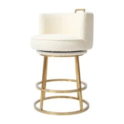 Rosita Swivel Counter Stool In Ivory Boucle -Furniture & Decoration Shop GunterSwivelCounterStoolinIvoryBoucle.02