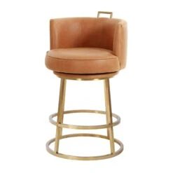 Rosita Swivel Counter Stool In Tobacco Leather -Furniture & Decoration Shop GunterSwivelCounterStoolinTobaccoLeather.09