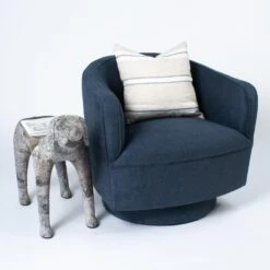 Helene Swivel Chair In Blue Tweed -Furniture & Decoration Shop HeleneSwivelChair BlueTweed.06