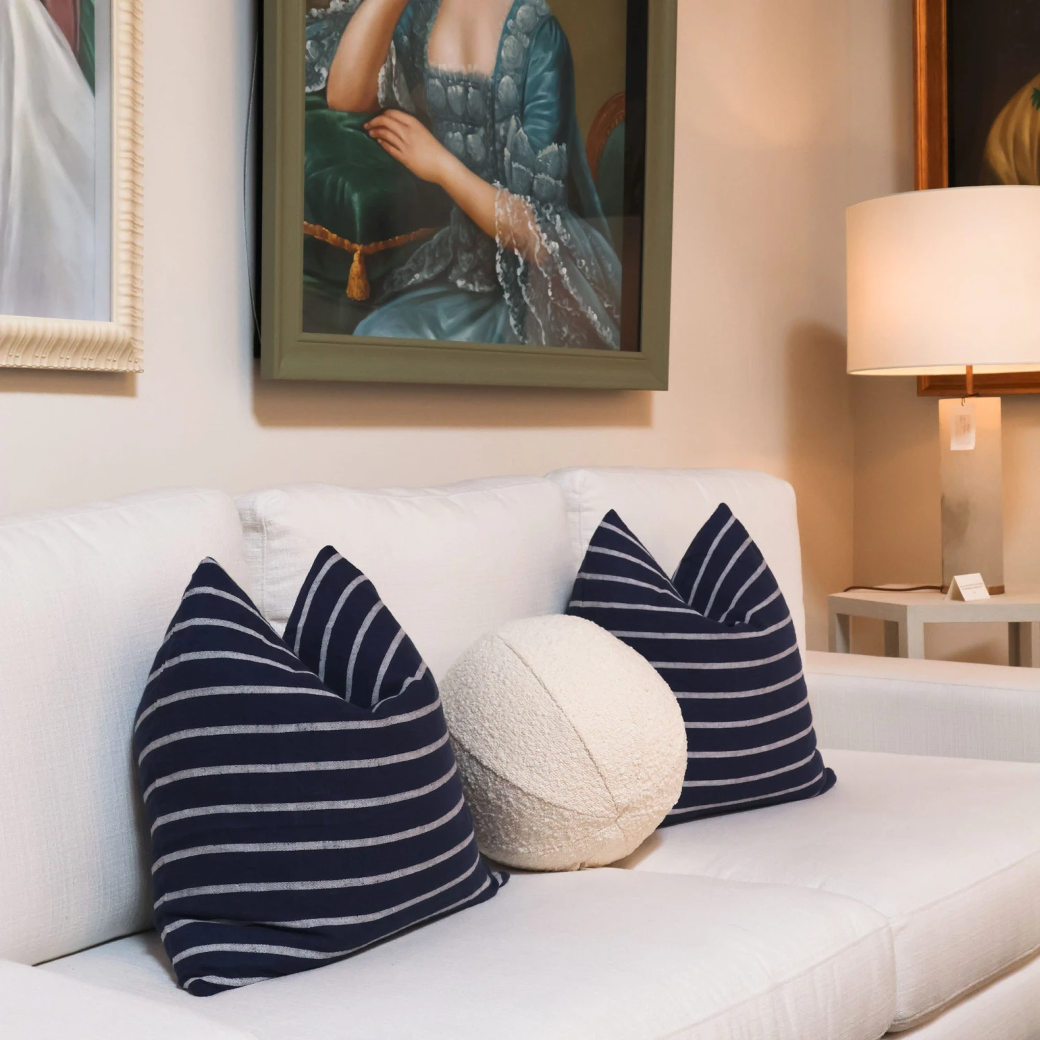 Ivory Boucle Round Pillow 4 Ivory Boucle Round Pillow - Image 2