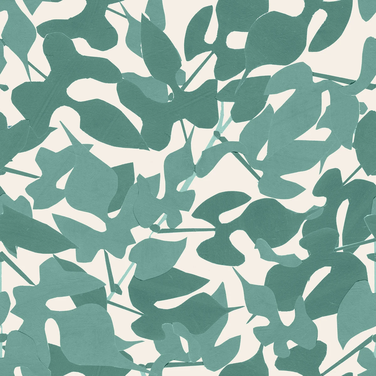 Leaves Wallpaper - Jade 3 Leaves Wallpaper - Jade