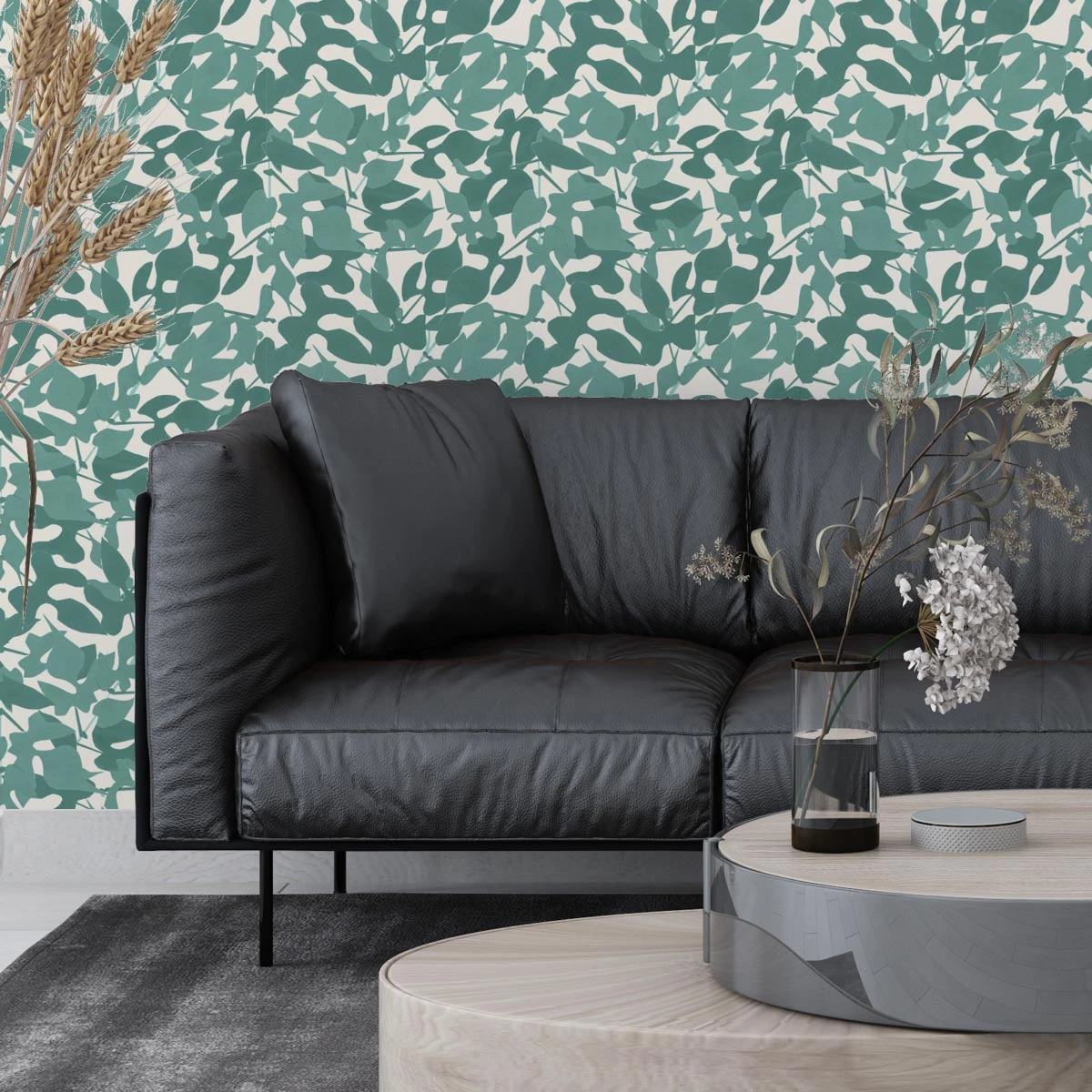 Leaves Wallpaper - Jade 4 Leaves Wallpaper - Jade - Image 2