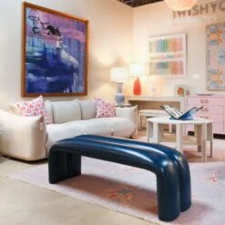 Maxwell Bench In Blue Leather 15 Maxwell Bench In Blue Leather -Furniture & Decoration Shop MaxwellBenchinBlueLeather.06