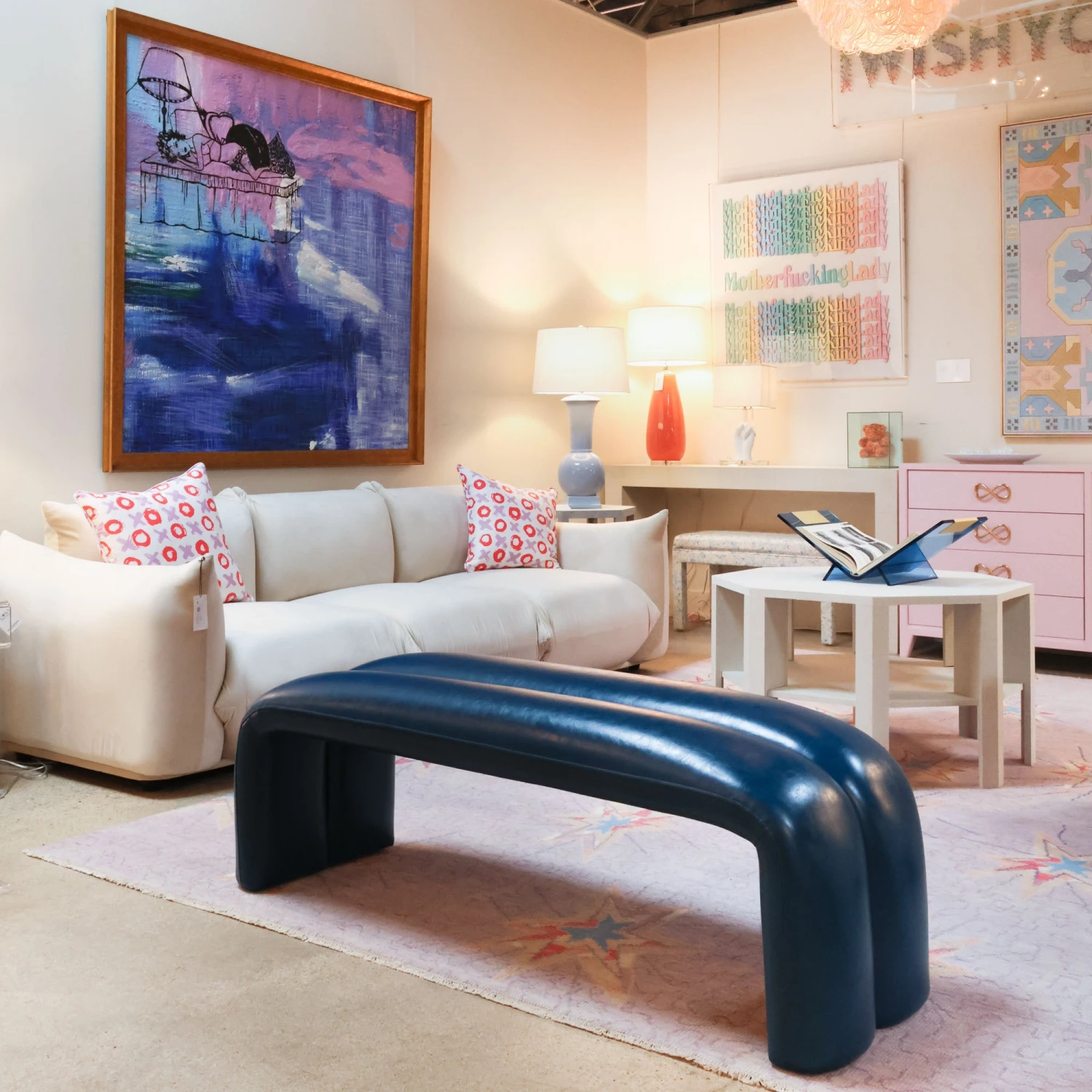 Maxwell Bench In Blue Leather 9 Maxwell Bench In Blue Leather - Image 7