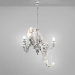 Monkey Lamp - Chandelier White By Seletti -Furniture & Decoration Shop Monkey chandelier bianco acceso 1 1