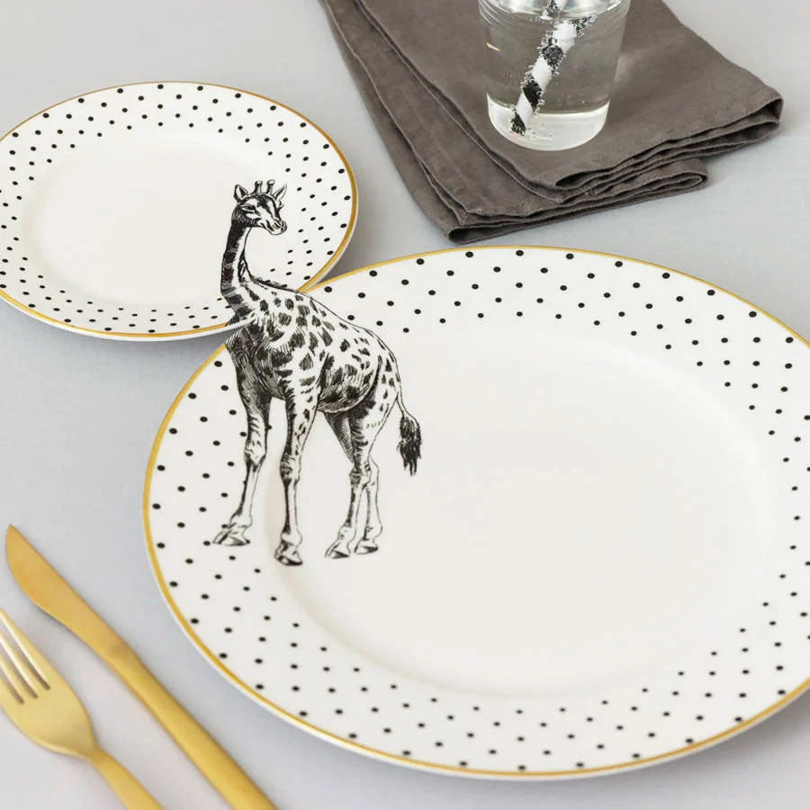 Monochrome Plate Set - Giraffe 4 Monochrome Plate Set - Giraffe - Image 2
