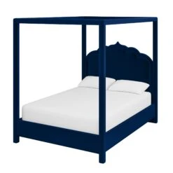 Custom Novi Canopy Bed -Furniture & Decoration Shop NoviCanopyBedinAdelaNavyVelvet.02