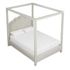 Custom Novi Canopy Bed -Furniture & Decoration Shop NoviCanopyBedinDaliIvoryVelvet.03