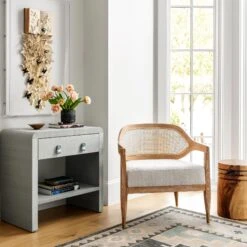 Old Flame Bedside Chest Petite -Furniture & Decoration Shop Old Flame Chest Petite Blue Leather Hardware.04