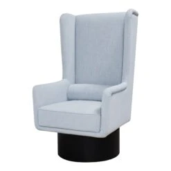 Percy Swivel Chair In Light Blue Linen