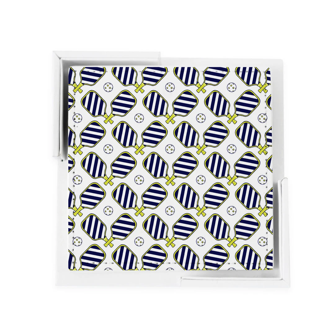 Pickleball Coaster Set - Navy 4 Pickleball Coaster Set - Navy - Image 2