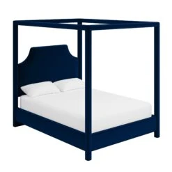 Custom Provence Canopy Bed -Furniture & Decoration Shop ProvenceCanopyBedinAdelaNavyVelvet.02