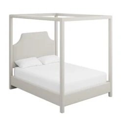 Custom Provence Canopy Bed -Furniture & Decoration Shop ProvenceCanopyBedinClaudethBeigeWoven.02