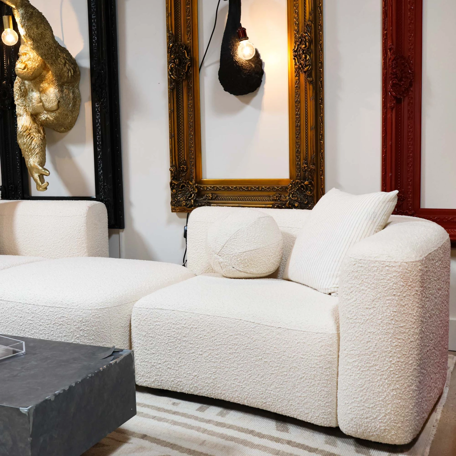 The Straight Talker Sectional In Ivory Boucle 4 The Straight Talker Sectional In Ivory Boucle - Image 2