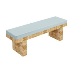 Custom Willow Bench -Furniture & Decoration Shop Willow Bench.Golden Pecan Mappa Burl.Clario Ice Velvet.03